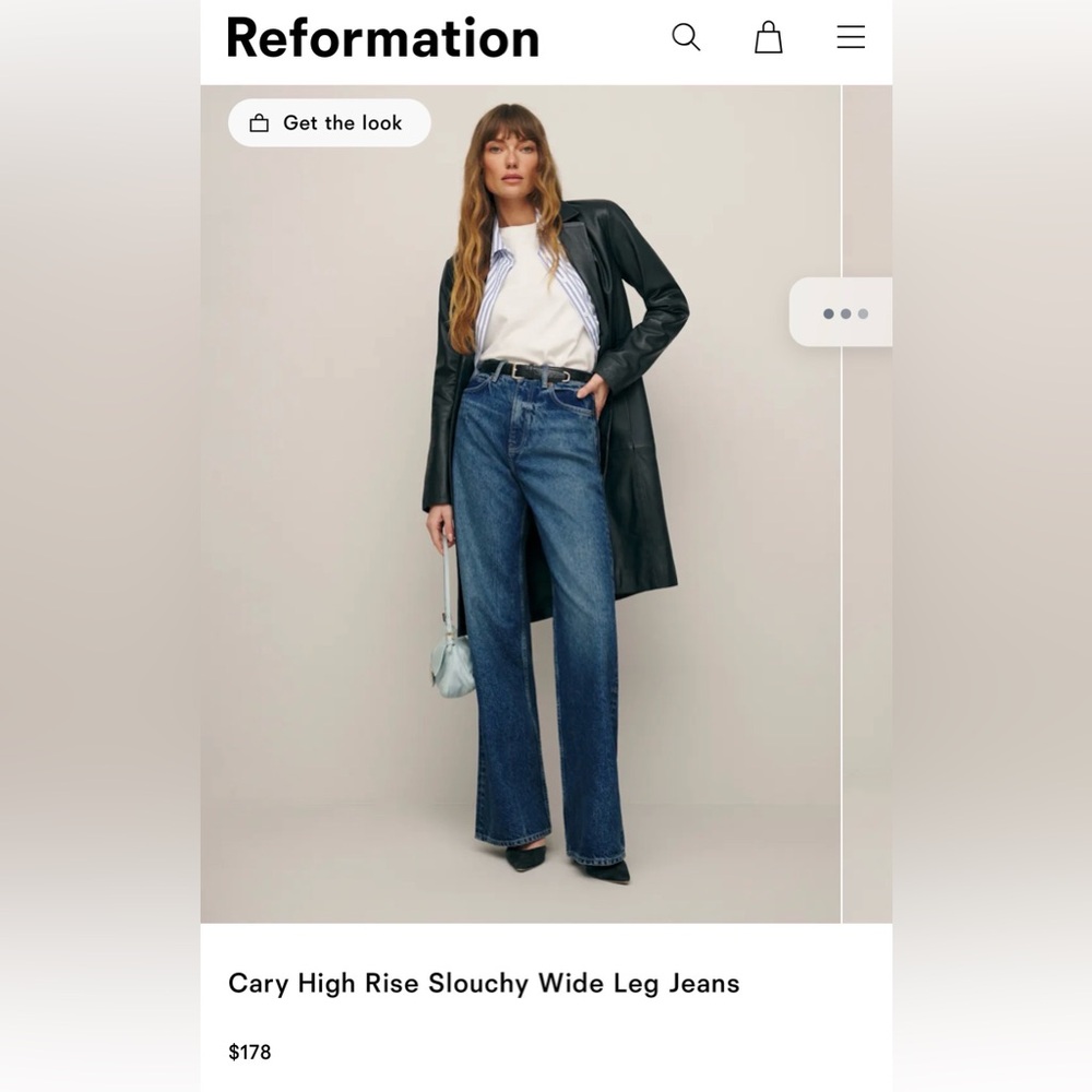 Reformation Cary High Rise Slouchy Wide Leg Jeans Blue - Size 26 - Picture 2 of 4